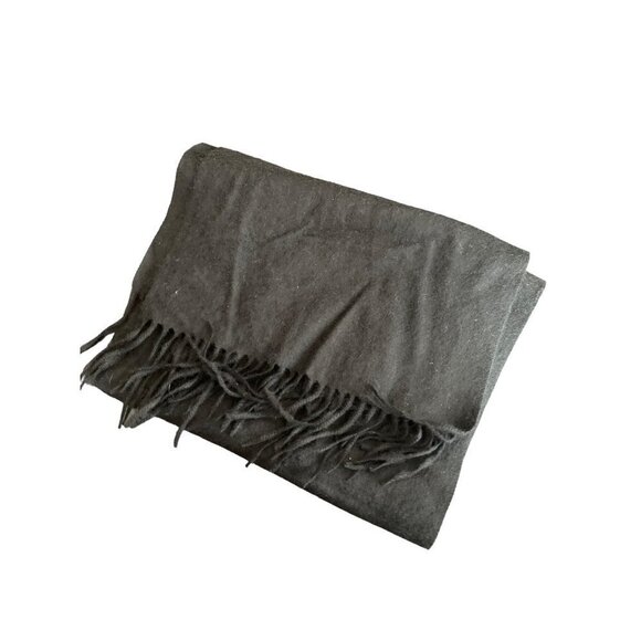 Cezani Black Cashmere Black Fringe Trim Scarf Muffler - Picture 3 of 5